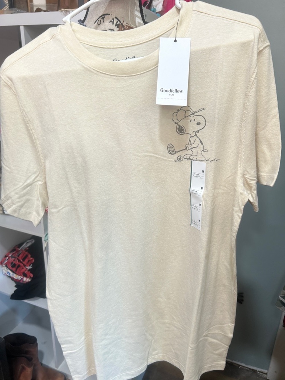 Goodfellow & Co Cream Snoopy Golf Graphic Tee